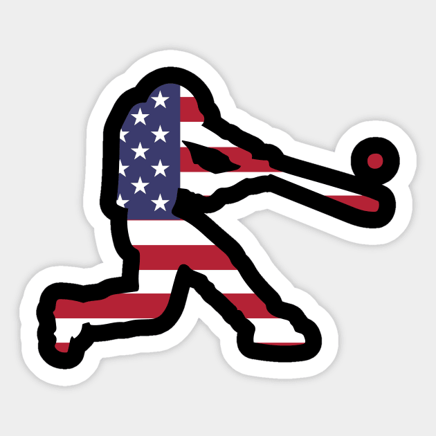 American Flag Baseball Hitter - Cool Baseball Shirt Sticker by BKFMerch